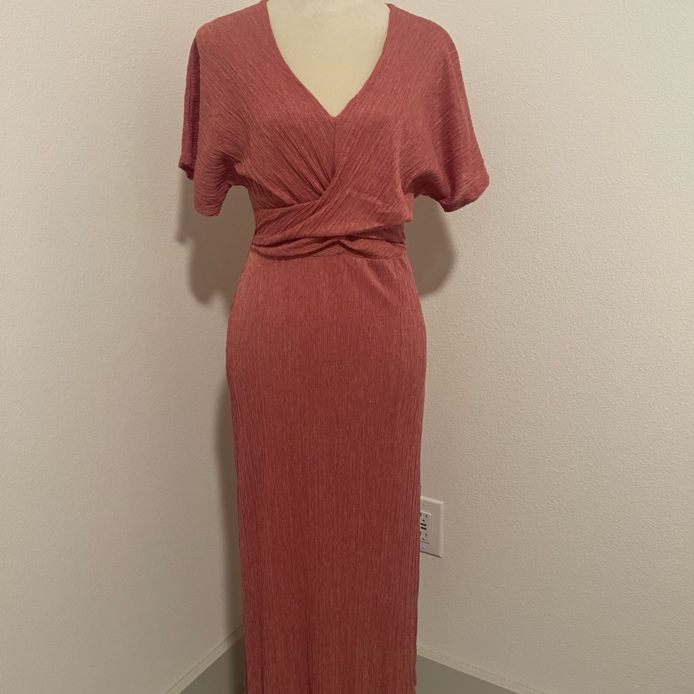 Dusk coral pink dress lined midi